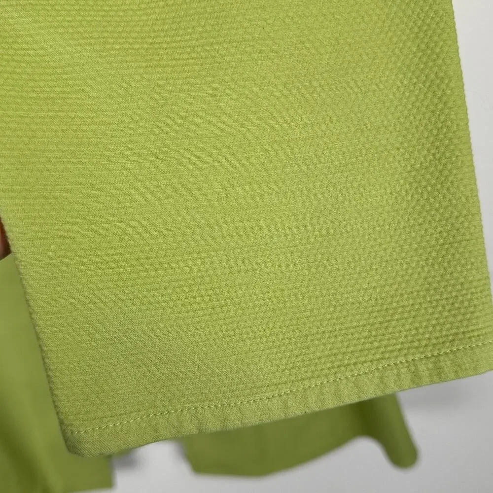 Eileen Fisher Jacket Womens Large Textured Zip Front Lightweight Lime Green